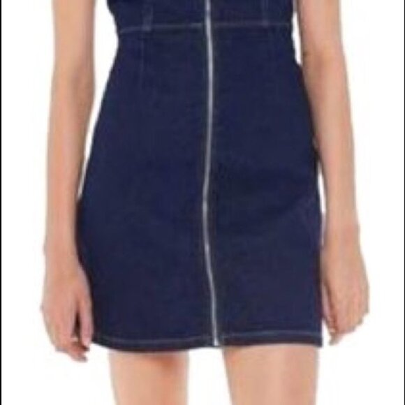 BDG Urban Outfitters Denim Zip Up Mini Dress Tank Blue Denim Size 10 US - Picture 9 of 10